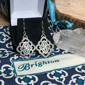 Brighton Silver Earrings with Crystal Accents AS IS
